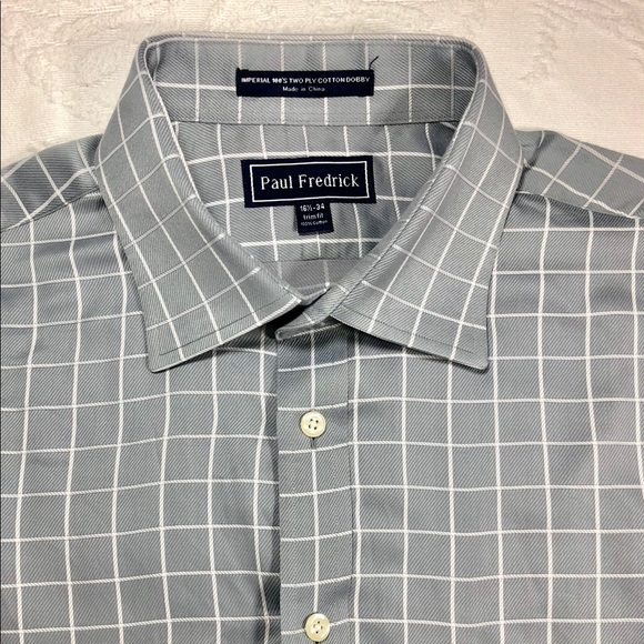 PAUL FREDRICK Men’s Shirt SZ 161/2 34 Trim Fit - Picture 3 of 6